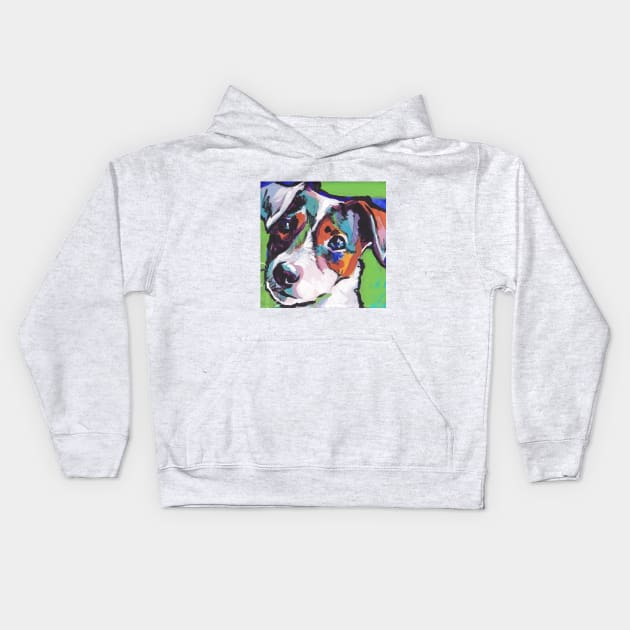 Jack Russell Terrier Dog Bright colorful pop dog art Kids Hoodie by bentnotbroken11